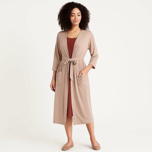 Jax + Lennon Duster Cardigan Robe - Sand - Small/Medium - Picture 1 of 8